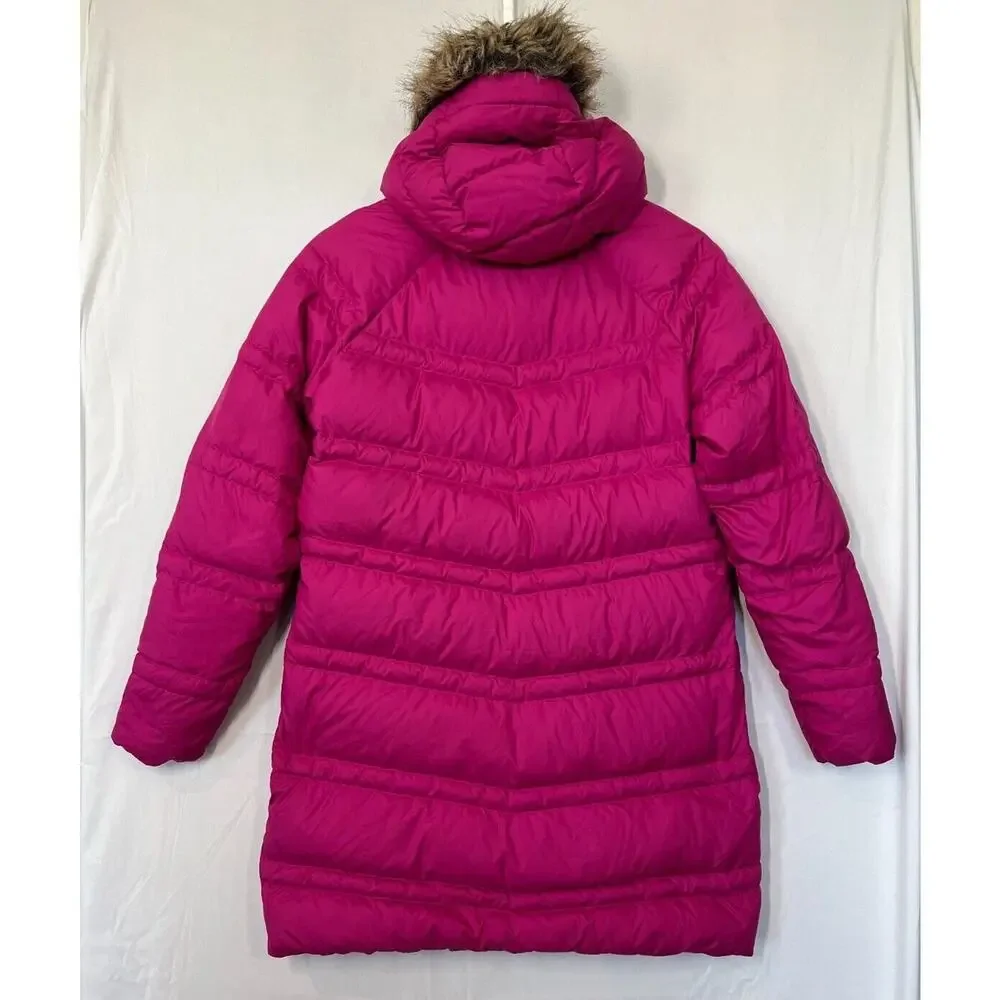 Marmot Montreaux 2.0 Coat Girls Size XL 700 Fill Duck Down Faux Fur Magenta Pink